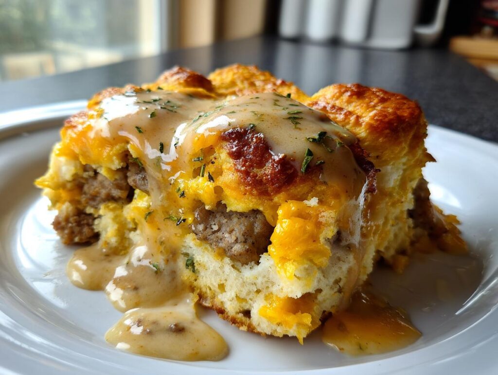 Biscuits and Gravy Breakfast Casserole